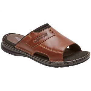 Rockport Brown Leather Slide Sandals Comfort Design